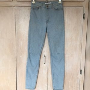 High Waist Washed Blue Jeans